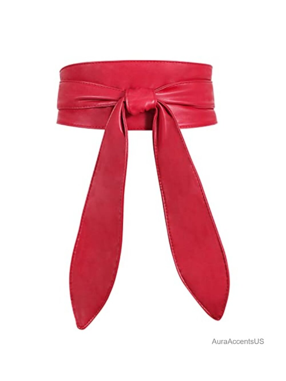 Women Obi Belt Wide Waistband Double-Sided Soft PU Leather Knotted Wrap for